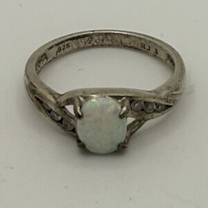 RJ Graziano Ring Fire Opal Sterling Silver CZ Accents Size 8